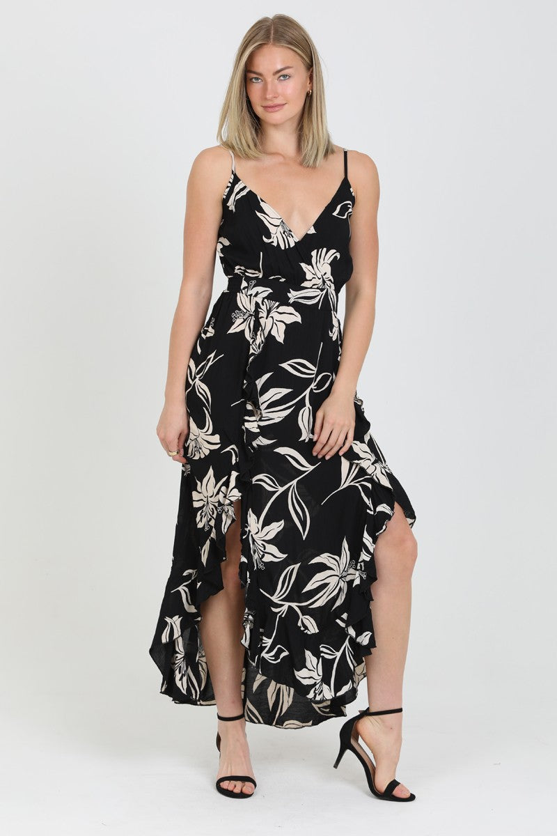 Ciara Hi-Low Ruffle Hem Maxi Dress