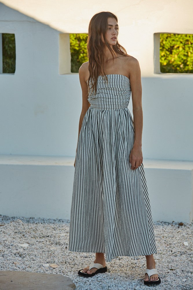 fitted lace wedding dress Eliza Reverse Stripe Strapless Maxi Dress fitted lace wedding dress Eliza Reverse Stripe Strapless Maxi Dress