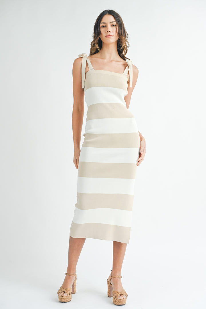 Marli Wide Stripe Tie Strap Maxi Dress
