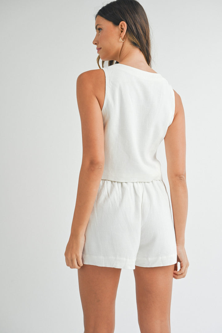 Rach Linen Vest and Short Set