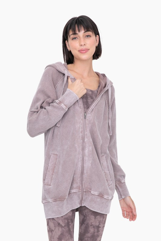 Cara Mineral-Washed Hooded Zip up Jacket