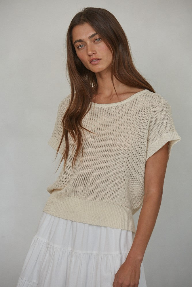 Lily Mesh Knit Cap Sleeve Top