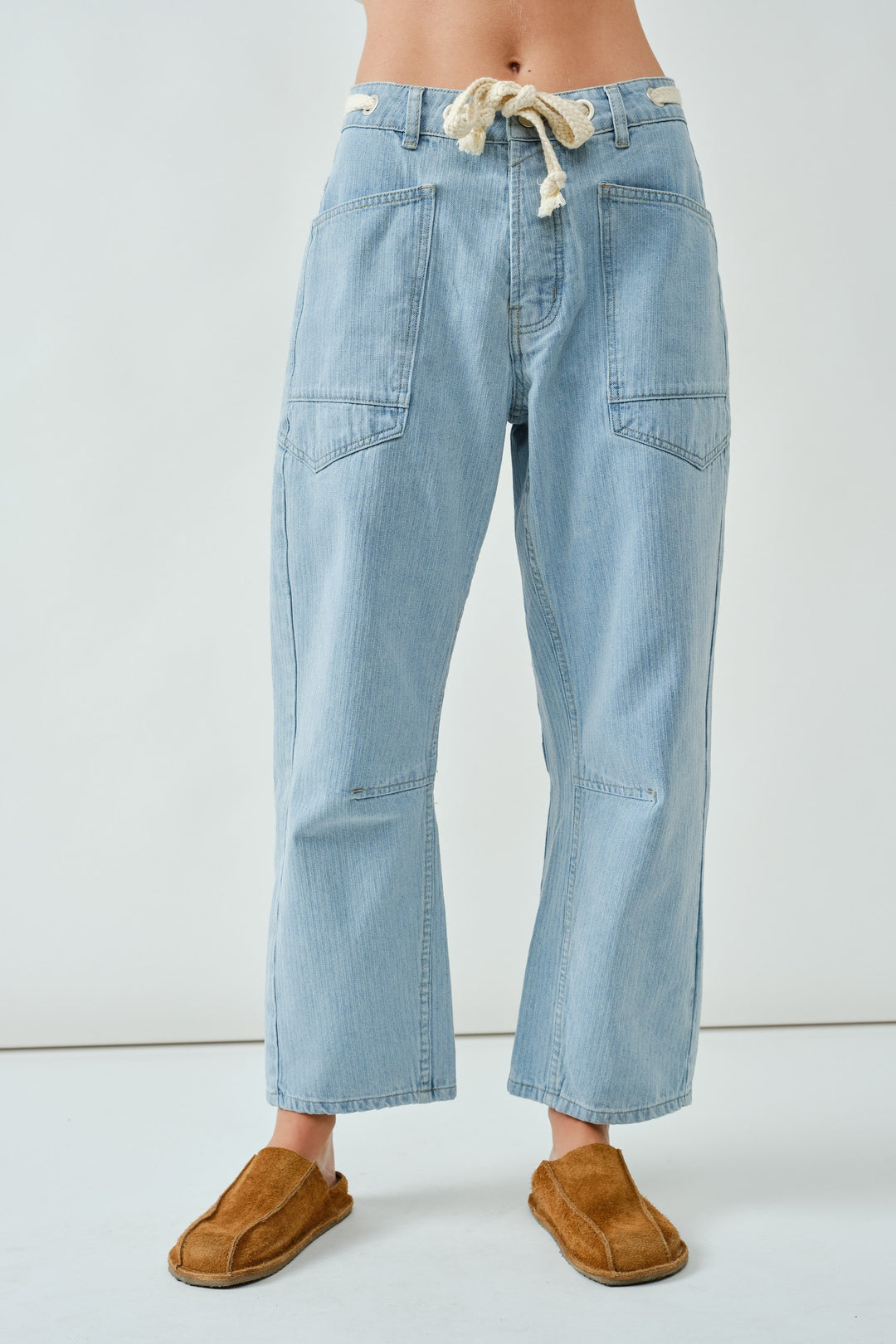 Sabrina Barrel Denim Pant with Tie Waist