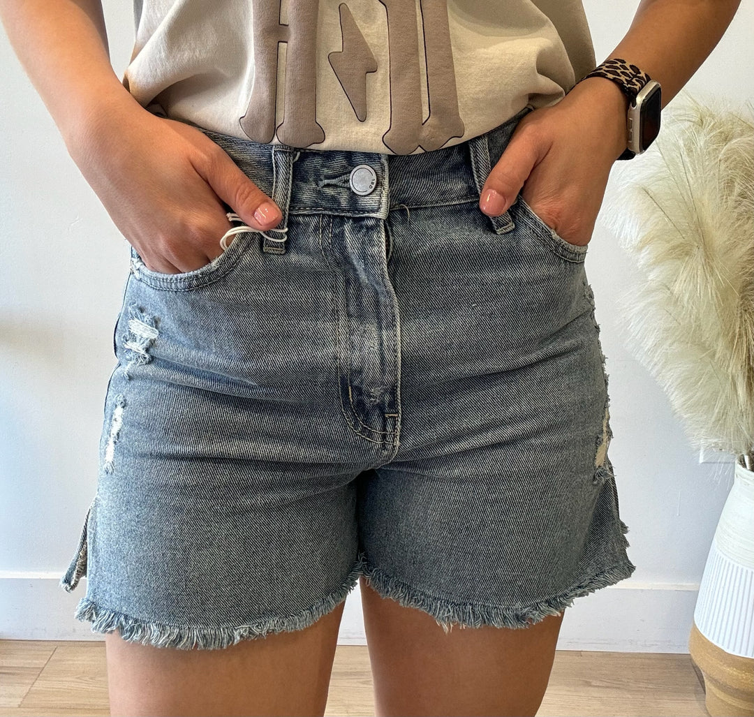 Layne Slit Denim Shorts