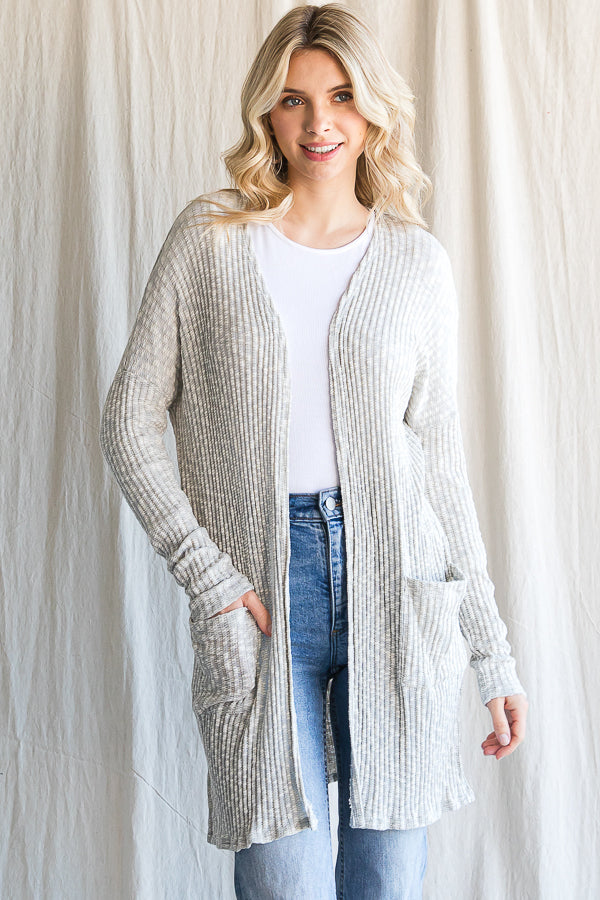 Lexi Ribbed Long Slit Cardigan