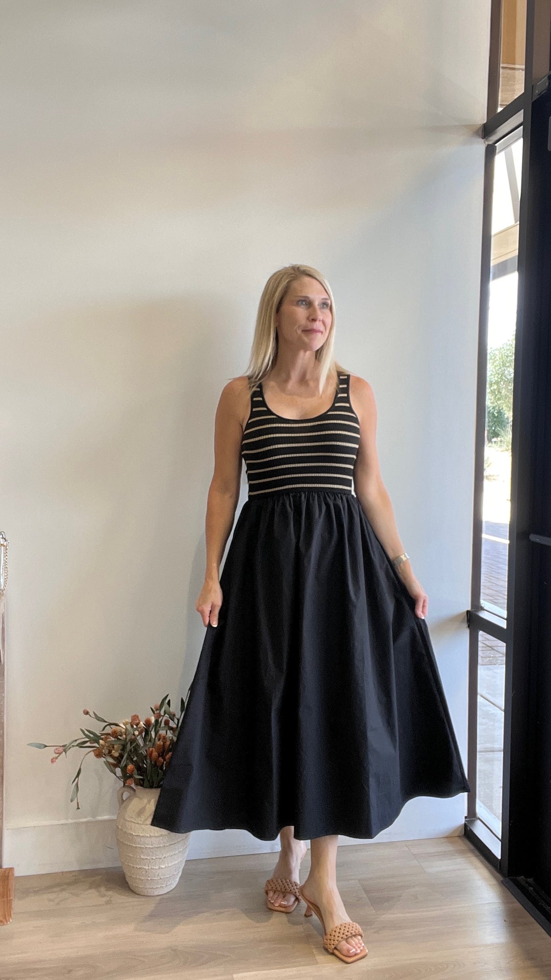 Marilyn Striped Tank Solid Skirt Maxi Dress
