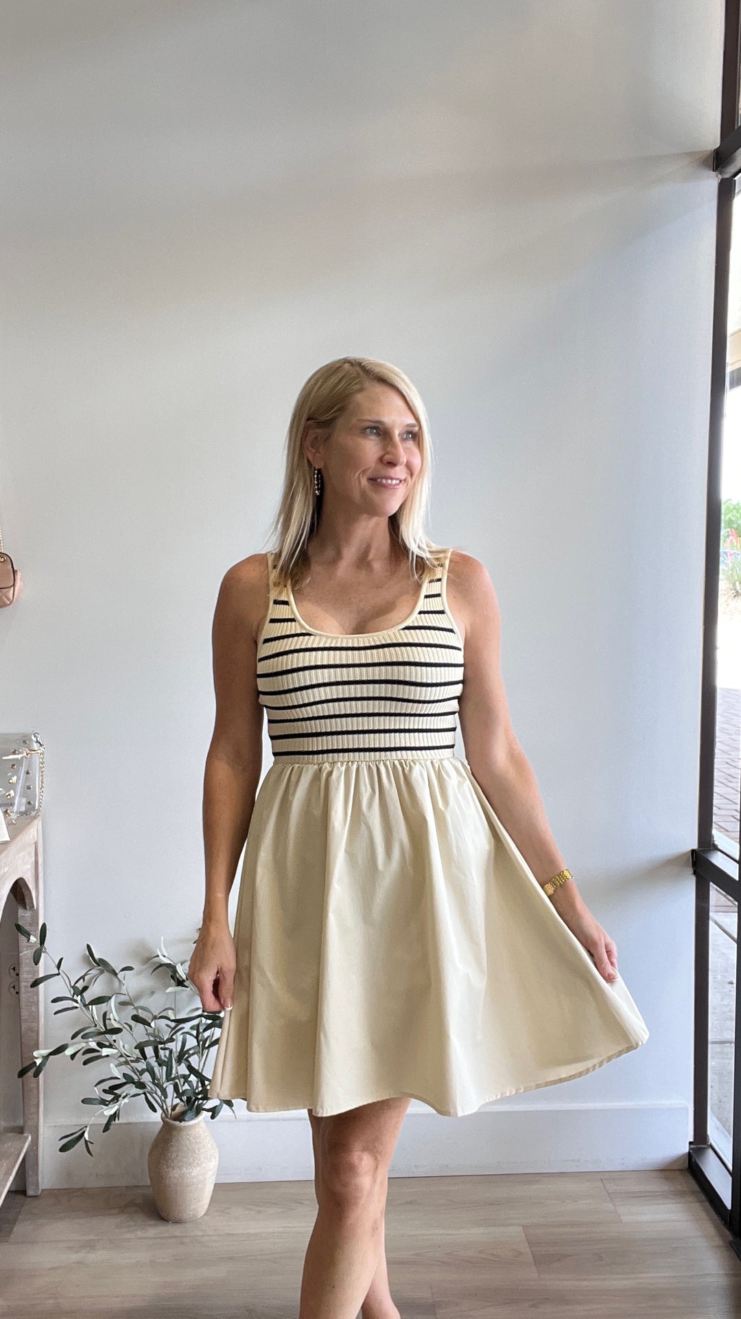 Lynn Stripe and Solid Tank Dress