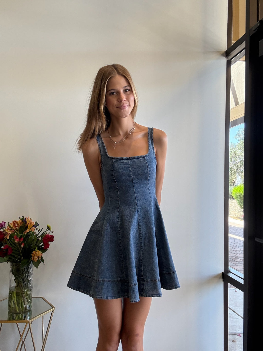 Lacie Flared Denim Mini Dress