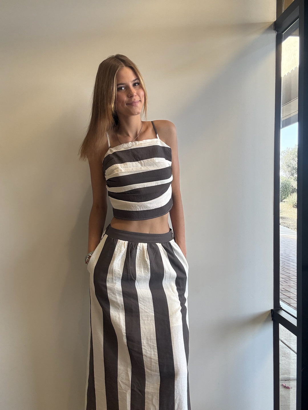 Linya Wide Stripe Skirt Set