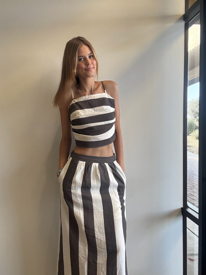 Linya Wide Stripe Skirt Set