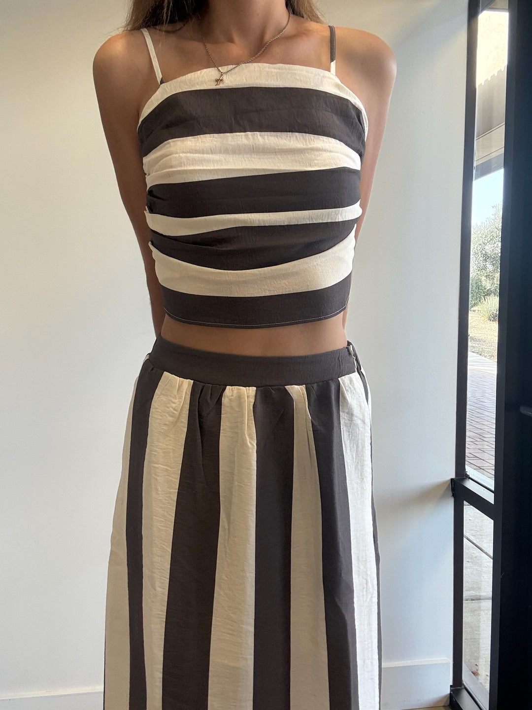 Linya Wide Stripe Skirt Set