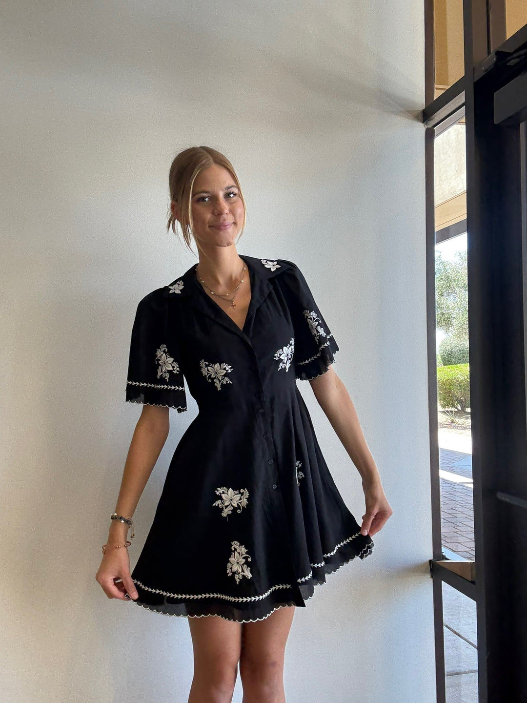Merri Embroidered Mini Dress