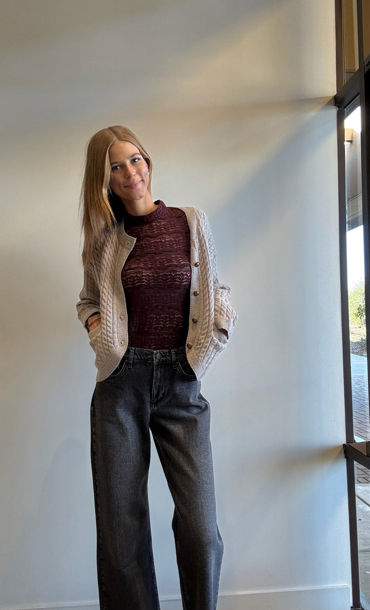 Mina Cable Knit Cardigan Pullover