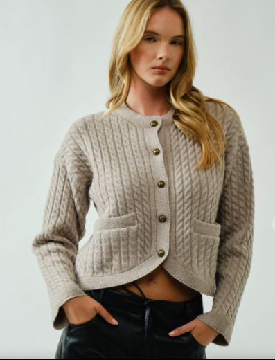 Mina Cable Knit Cardigan Pullover