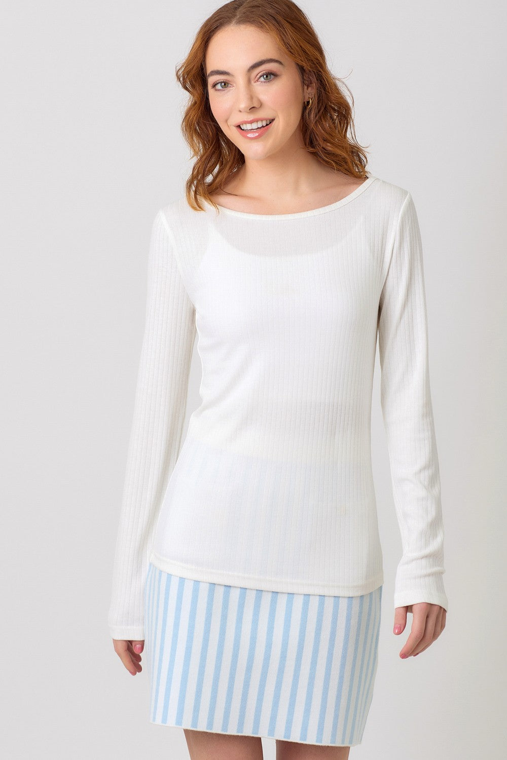 Audra Ribbed L. Sleeve Top