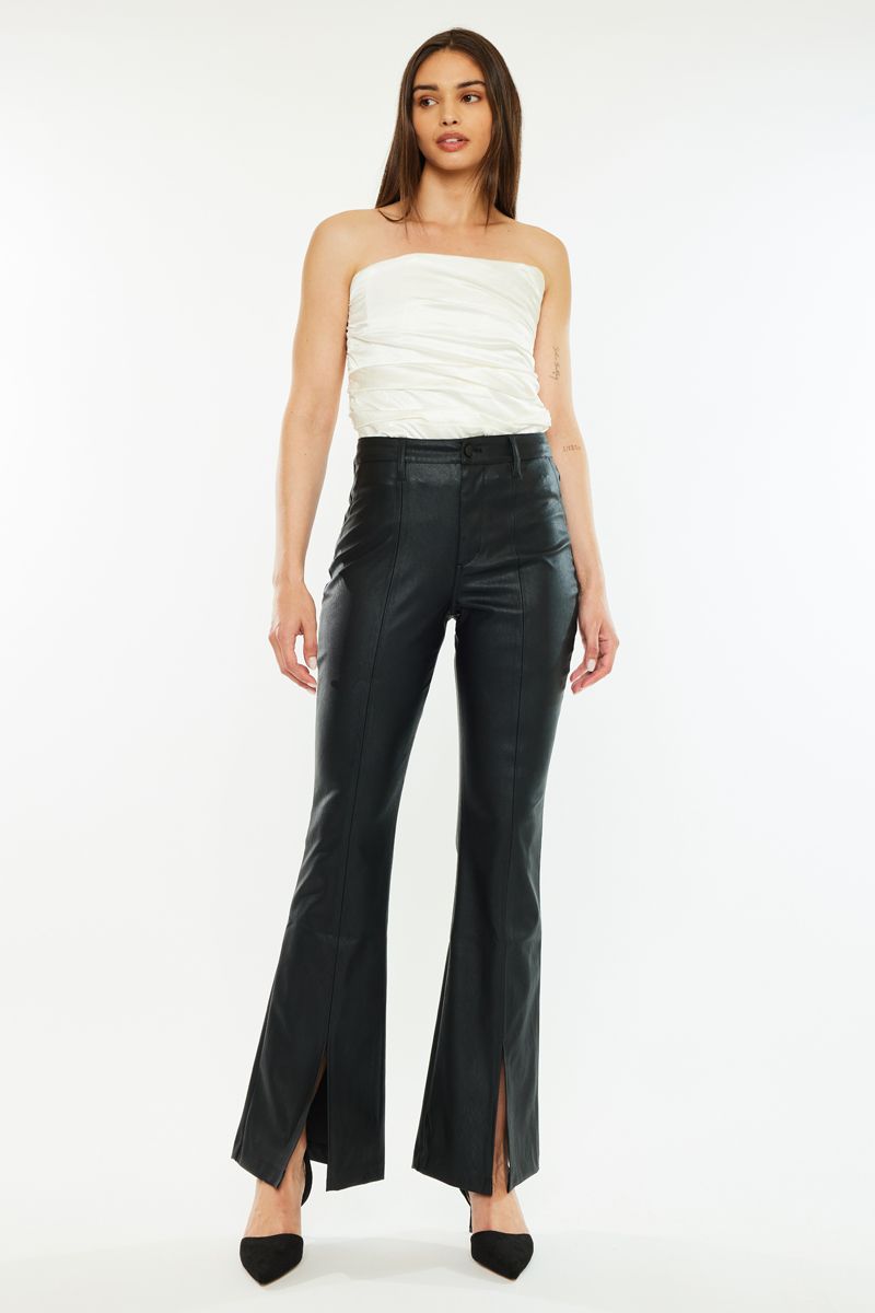 Mara Faux Leather Slit Pant
