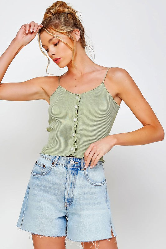 Kasi Button Ruffle Crop