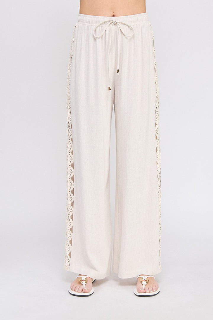 Desii Linen Blend Crochet Side Pant