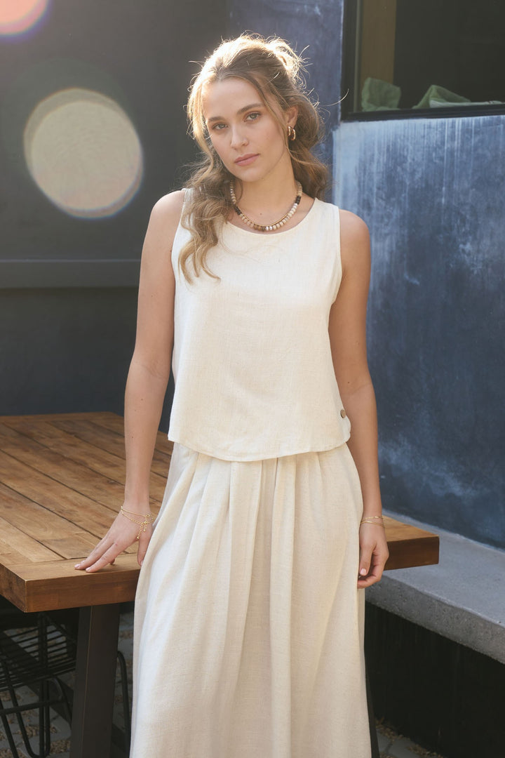 Millie Linen Button Side Top/Pant Set