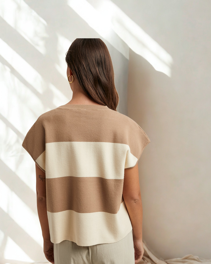 Jennifer Striped Short Sleeve Sweater