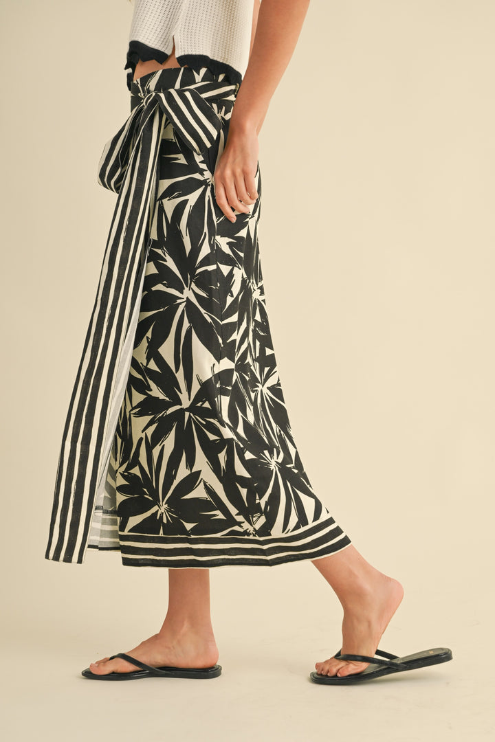 Kayde Floral Linen Wrap Skirt
