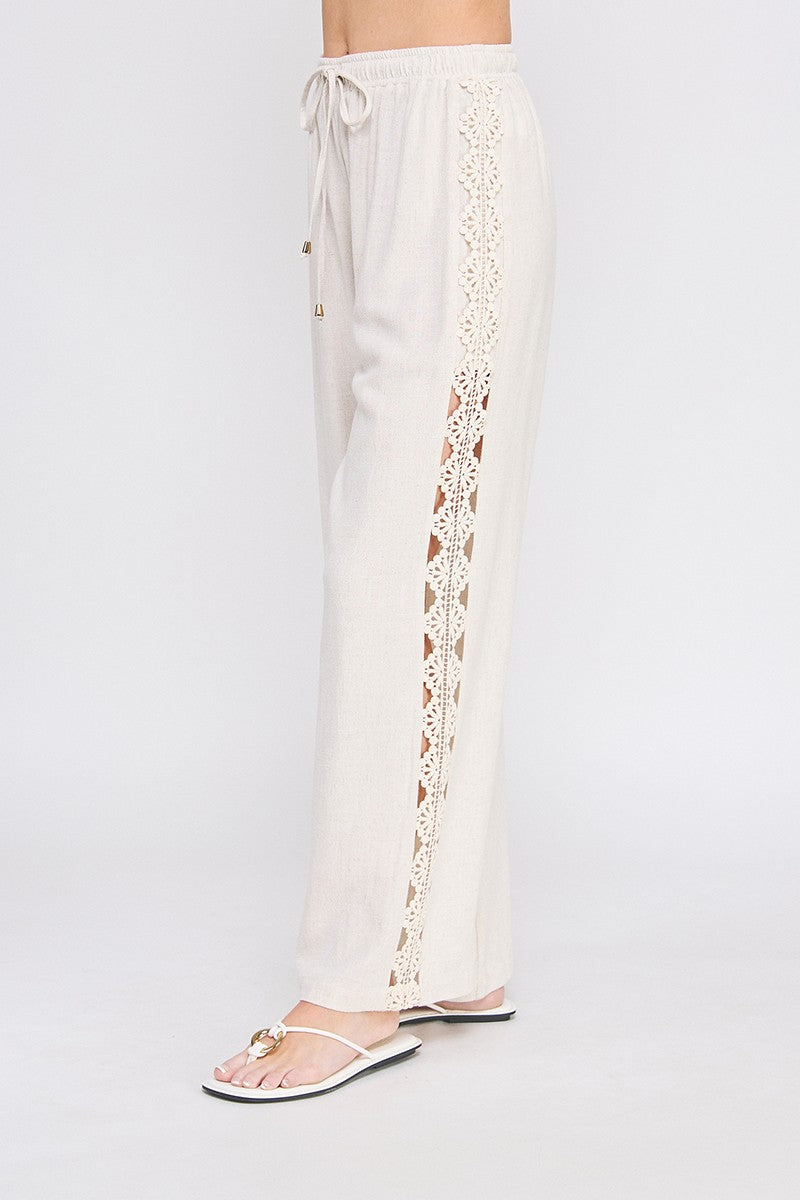 Desii Linen Blend Crochet Side Pant