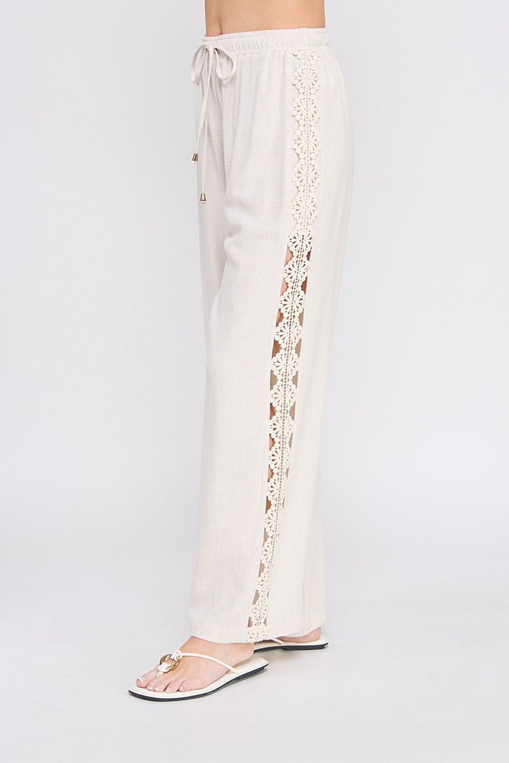 Desii Linen Blend Crochet Side Pant