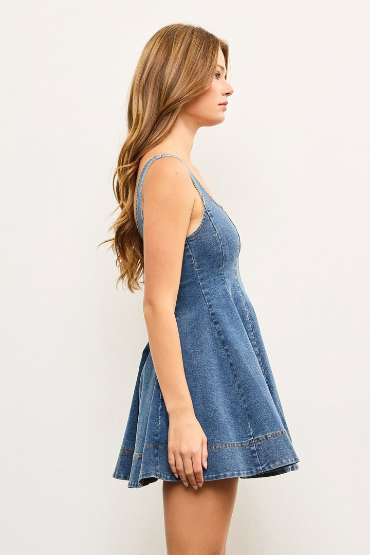 Lacie Flared Denim Mini Dress