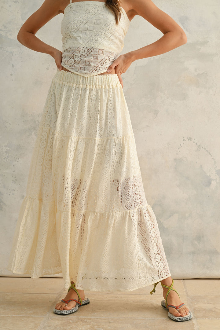 Dimi Crochet Lace Maxi Skirt Set