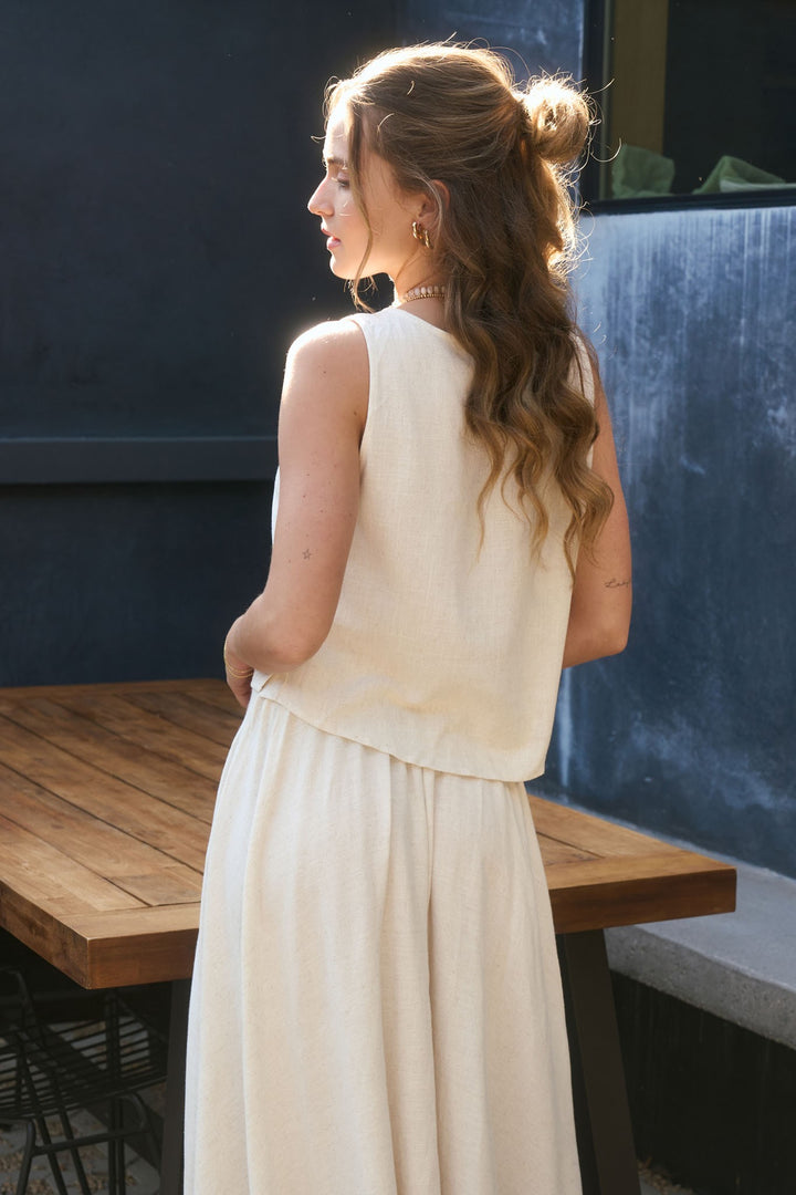Millie Linen Button Side Top/Pant Set