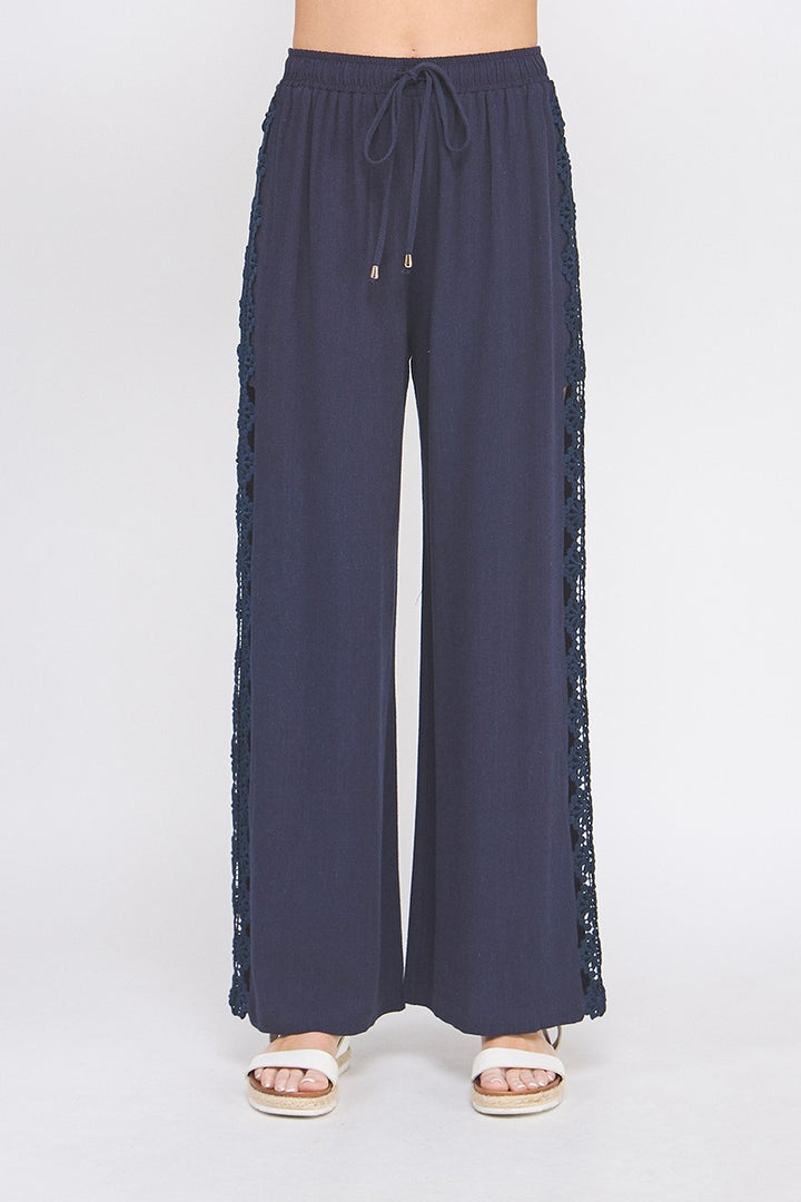 Desii Linen Blend Crochet Side Pant