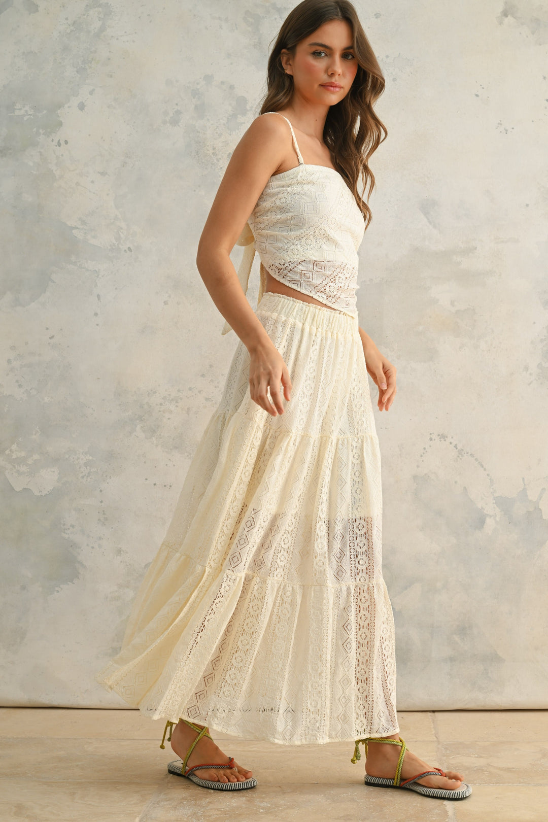 Dimi Crochet Lace Maxi Skirt Set