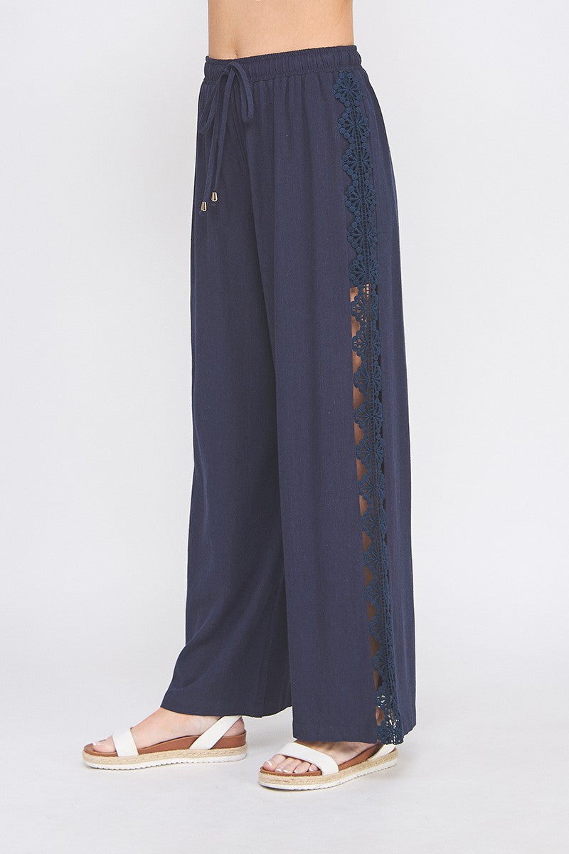 Desii Linen Blend Crochet Side Pant