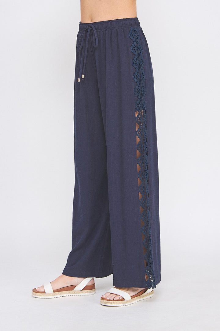 Desii Linen Blend Crochet Side Pant