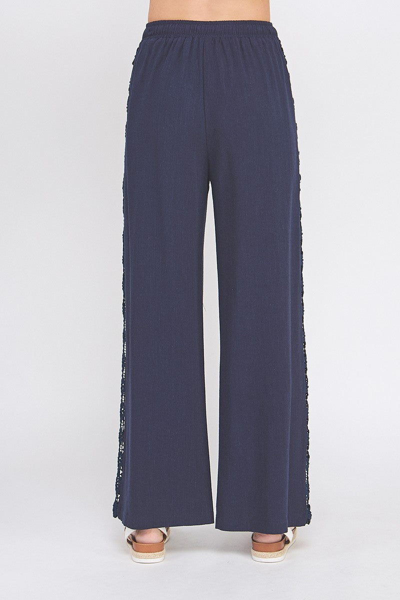 Desii Linen Blend Crochet Side Pant