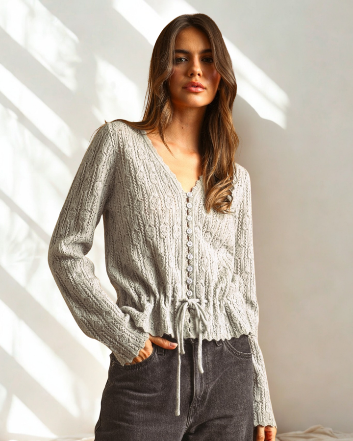 Millie Lace Drawstring Knit Cardigan