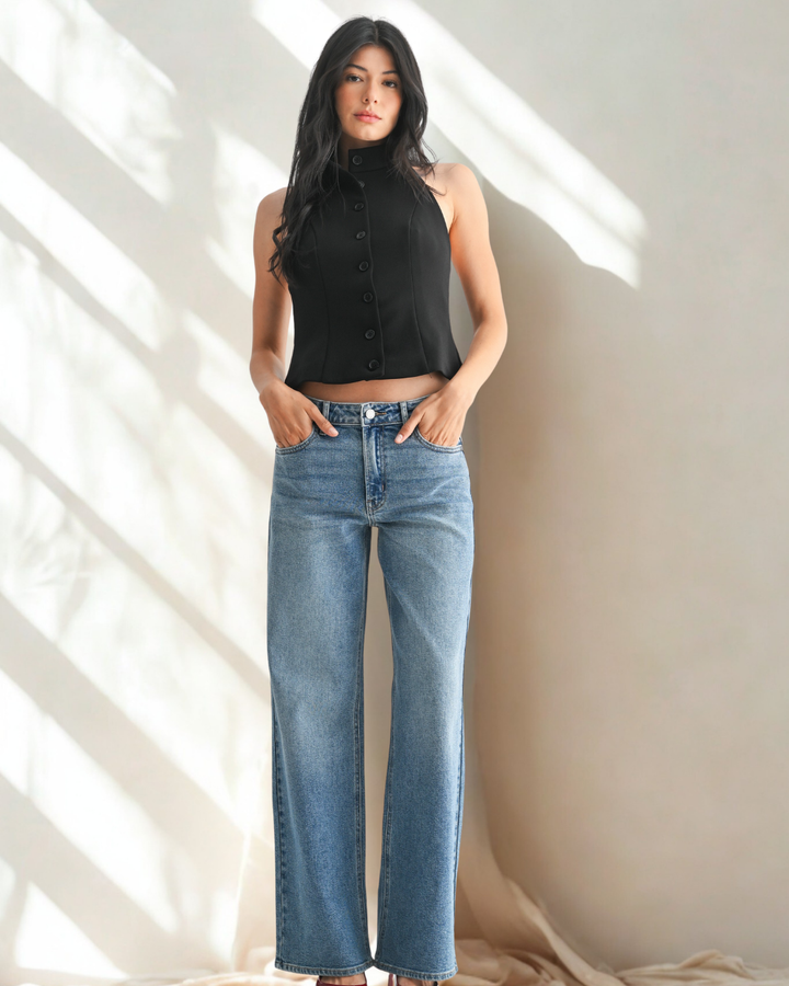 The Jami High Waist Full Length Straight Jean