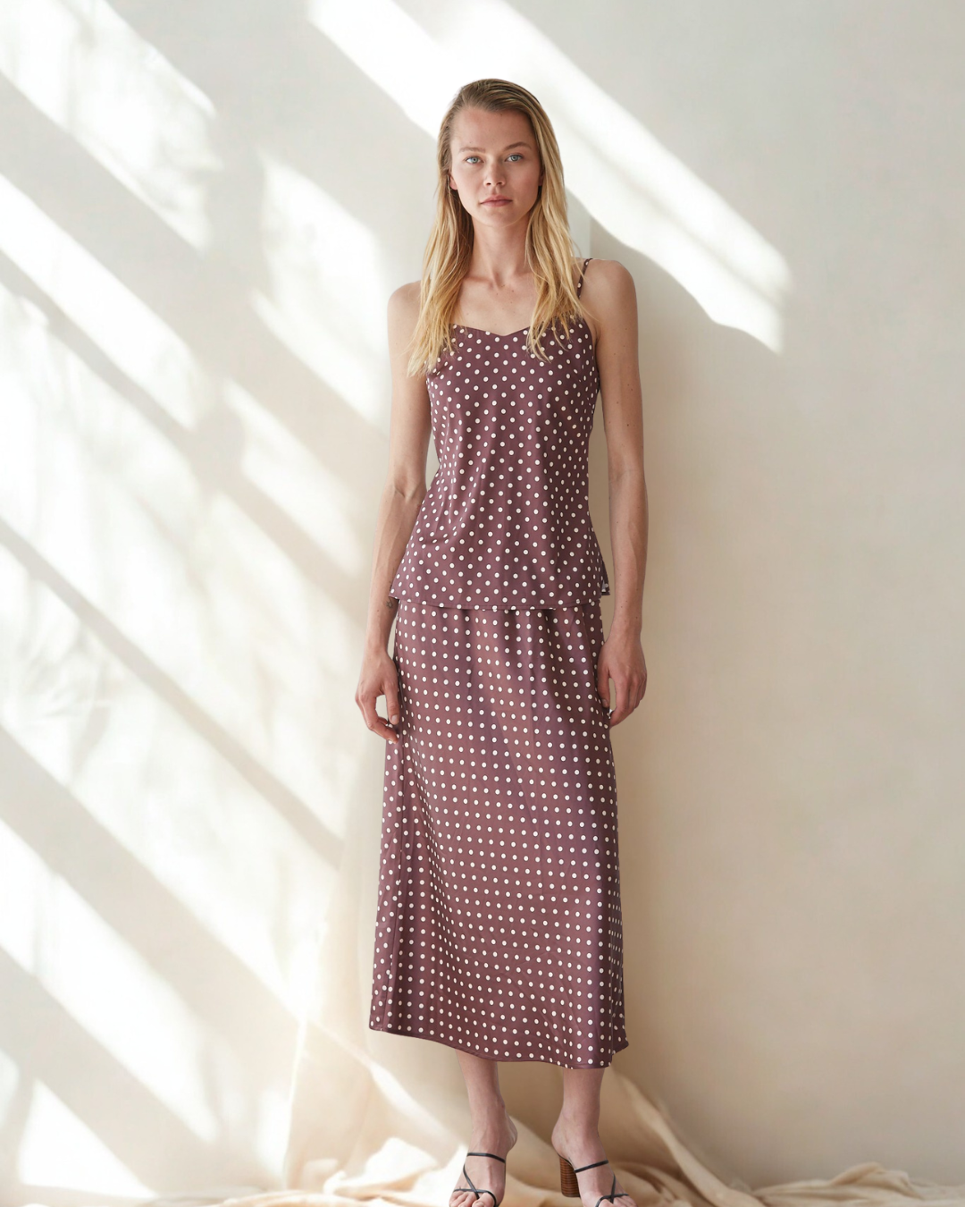 Kate Polka Dot Satin Maxi Skirt