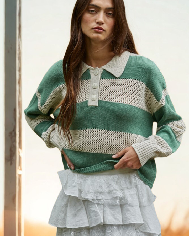 Lexus Rugby Stripe Collared Top