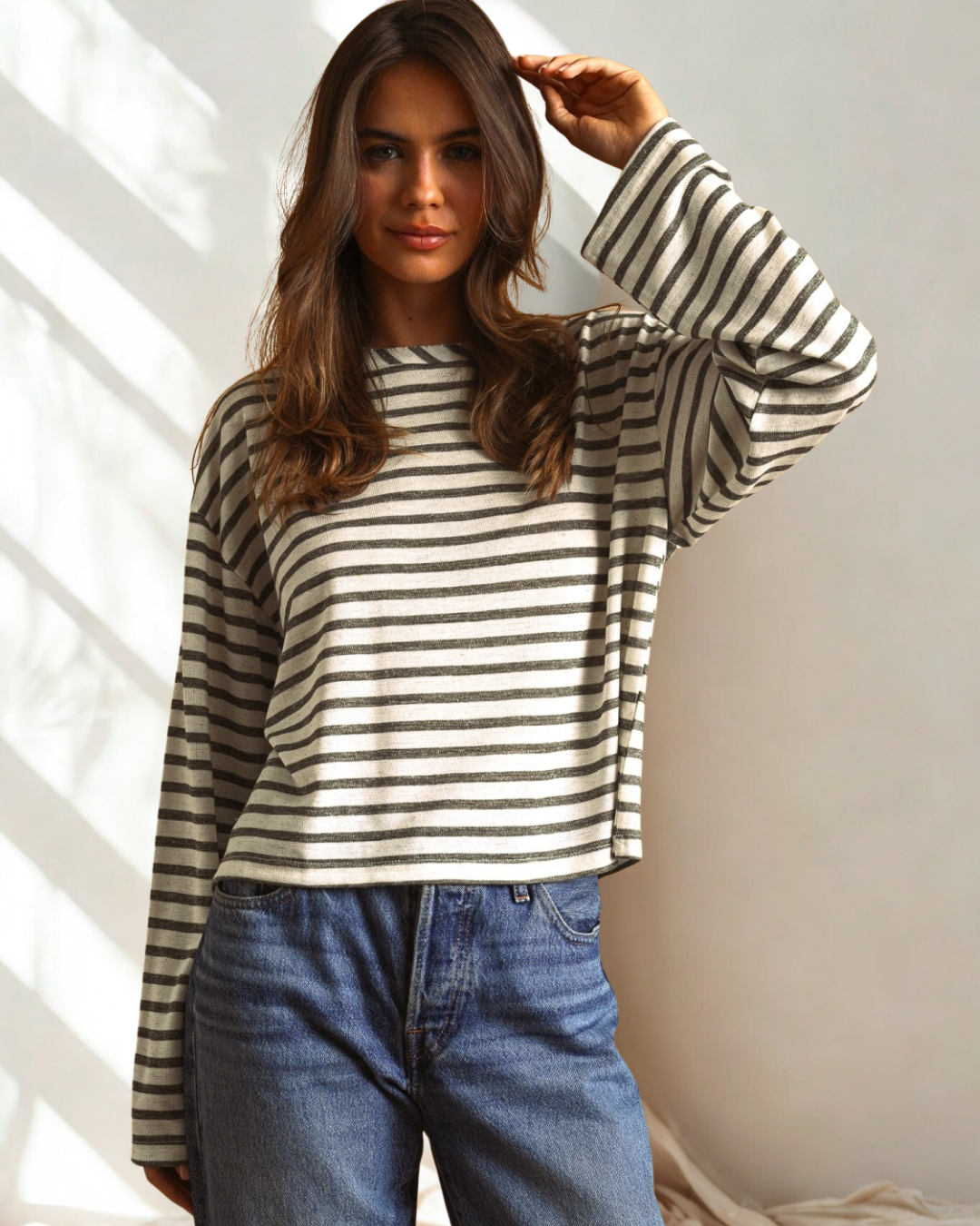 Kass Elevated L/S Striped Slub Top