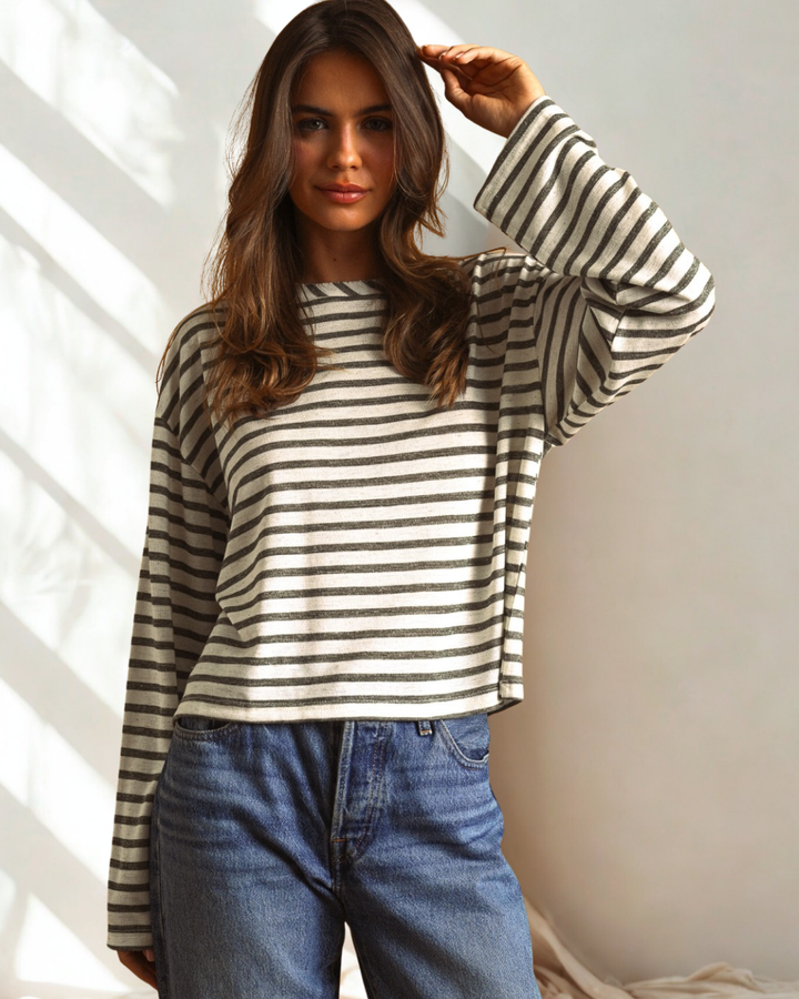Kass Elevated L/S Striped Slub Top