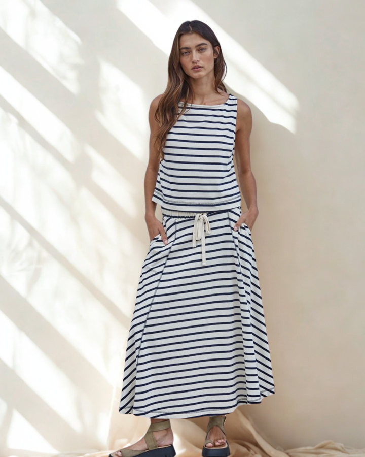 Randi Cotton Chic Stripe Skirt Set