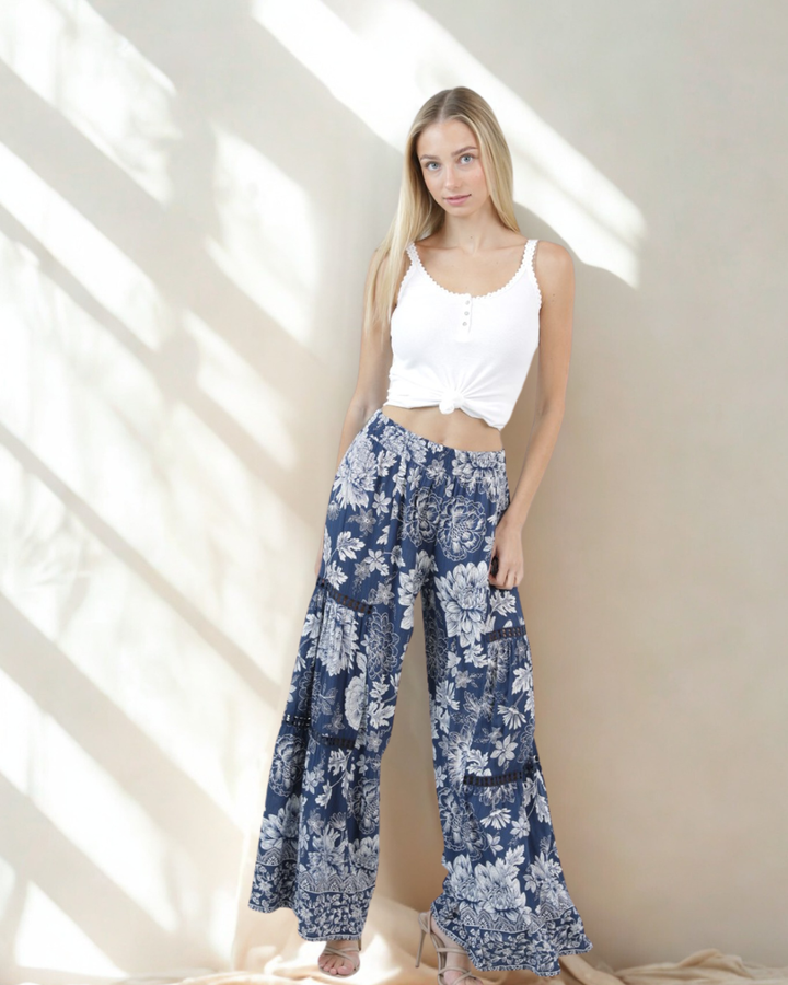 Nadia Printed Airy Wide Leg Pant