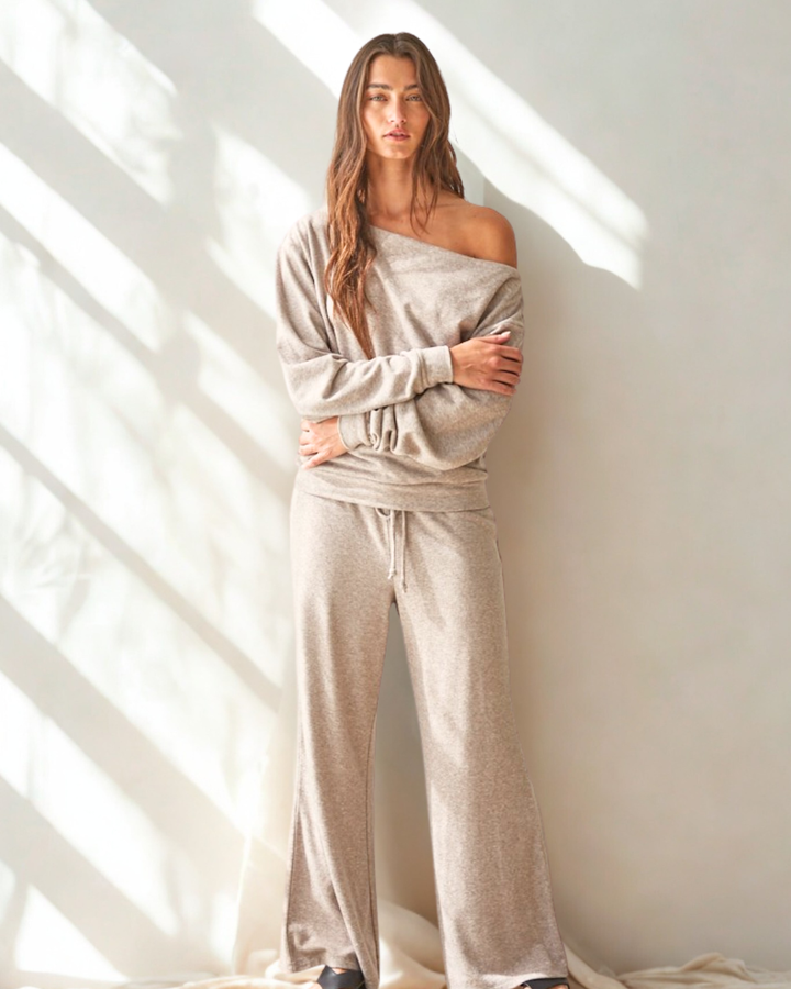 Lydia Elevated Cowl Neck Cozy Top Pant Lounge Set