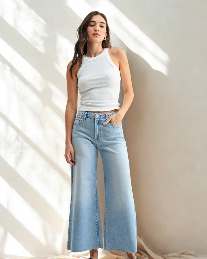 The Jonna Wide Leg Crop Flare Jean