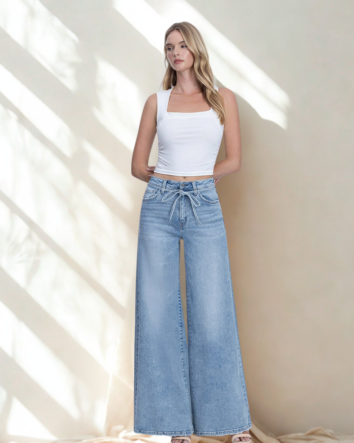 The Kinzy HR Palazzo Waist Tie Jean