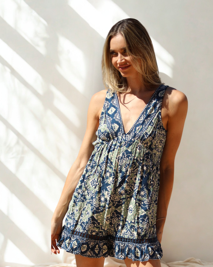 Alisa Smocked Top Printed Romper