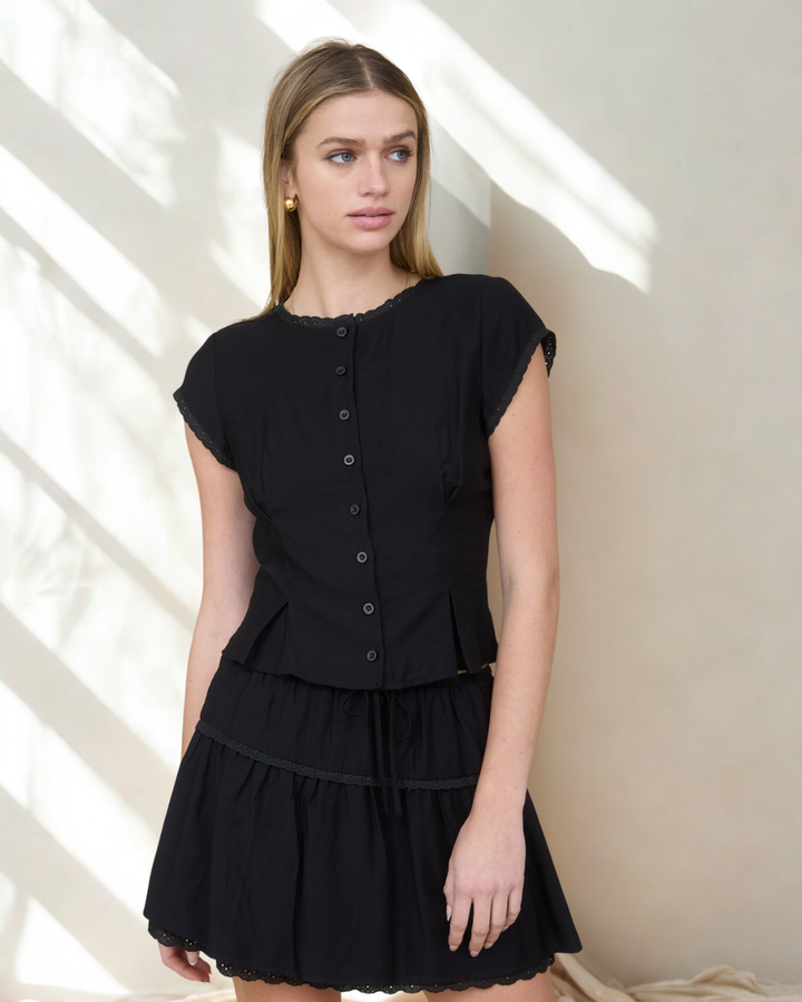 Lizzy 2 Lace Trim Top & Skirt Set