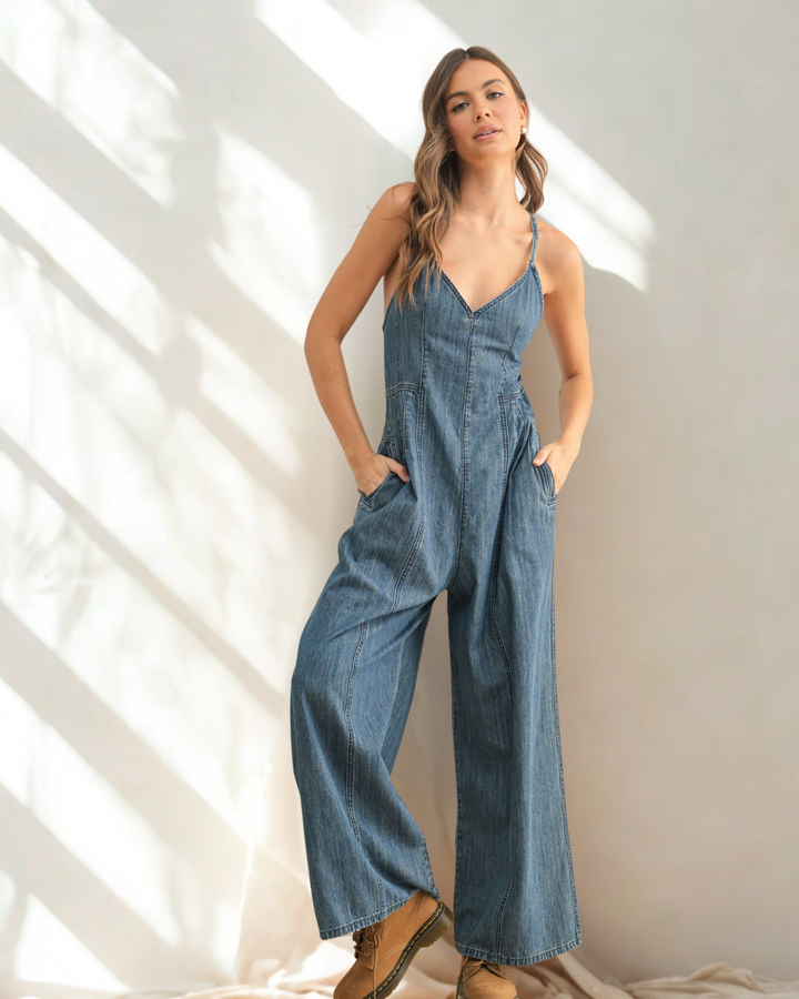 Keely Denim Strappy Jumpsuit