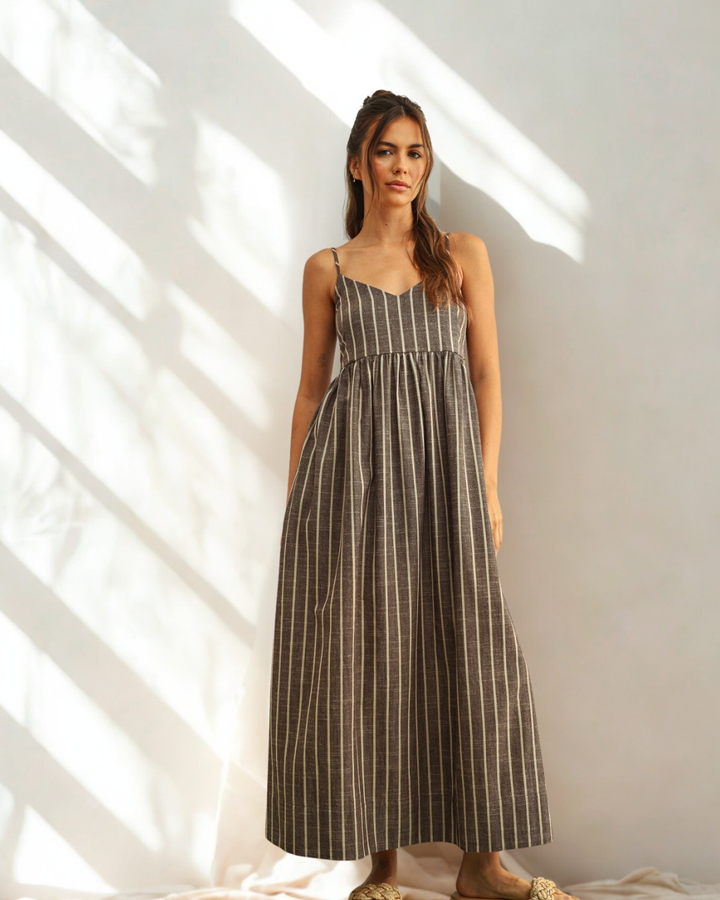Vahla Stripe Linen Blend Maxi Dress